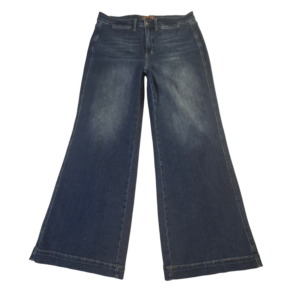 Judy Blue Retro Wide Leg Jeans Women's 22W Dark Wash High Rise Blue Denim